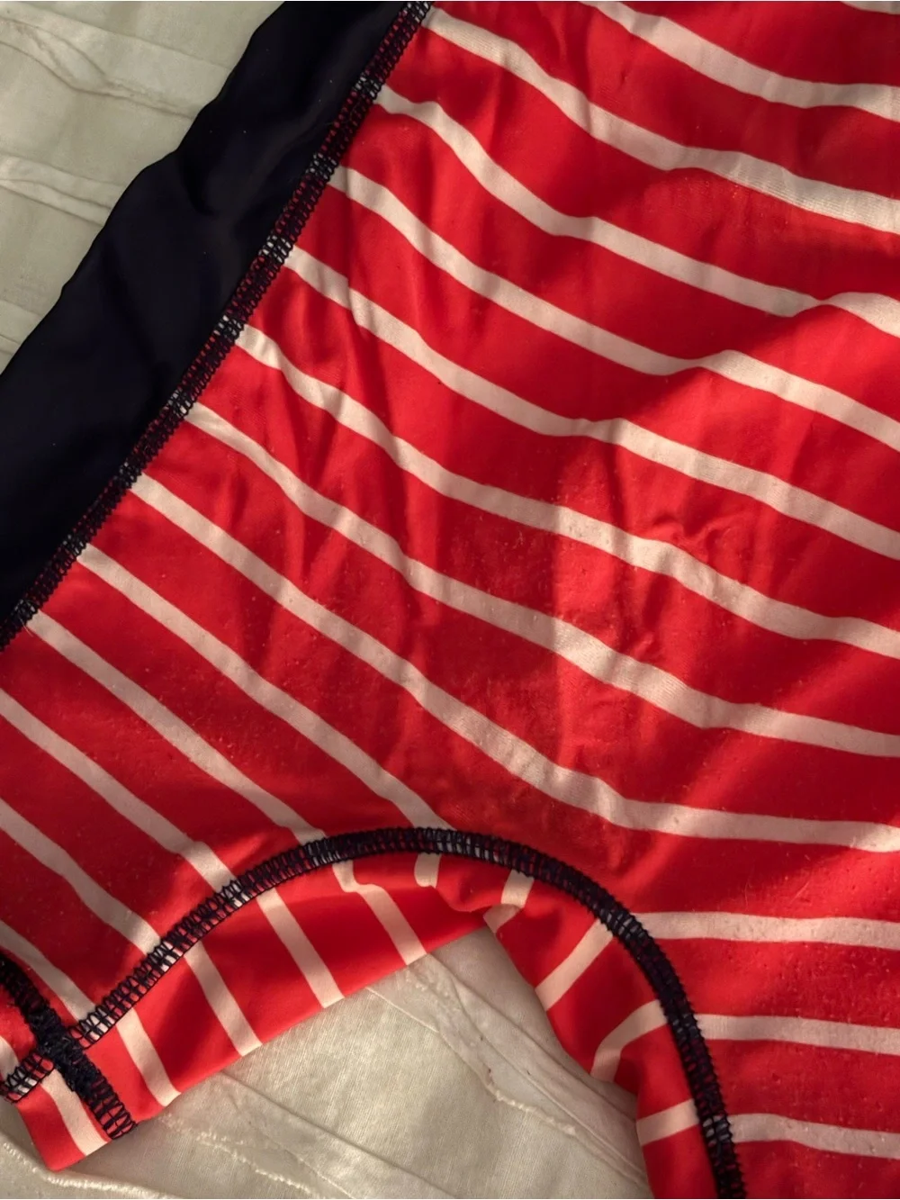 Hanna Andersson Red & Navy Short-Sleeve Stripe Rashguard One-Piece
